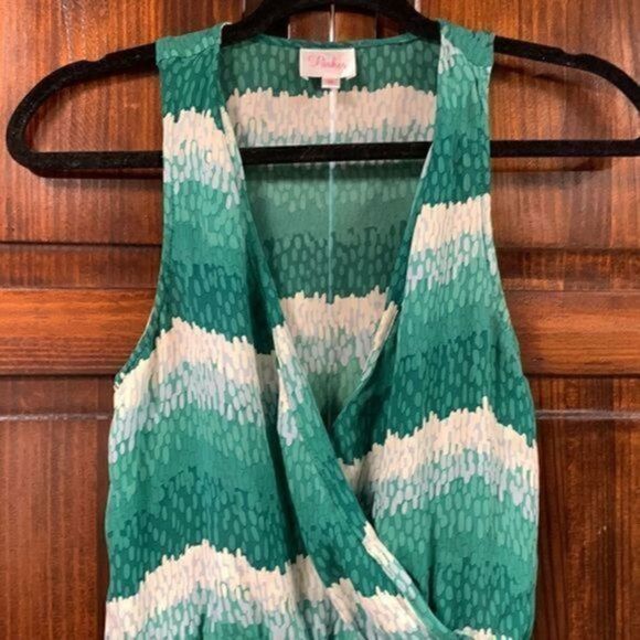 Parker green multicolored tank top blouse size medium - Picture 2 of 14